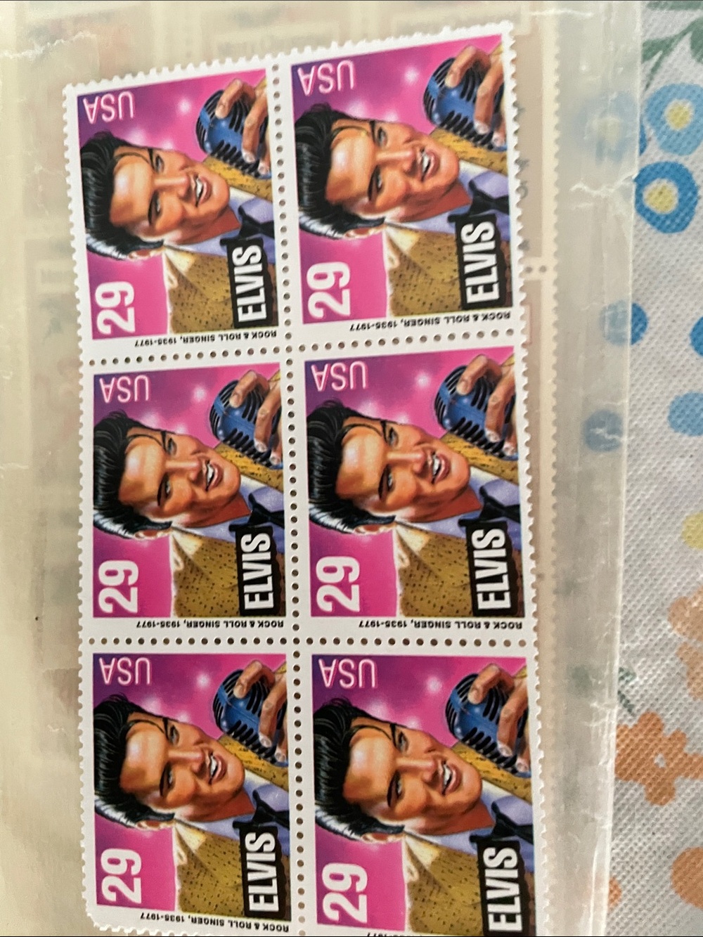 Elvis Presley Commemorative 29¢ Stamp Block - Pink